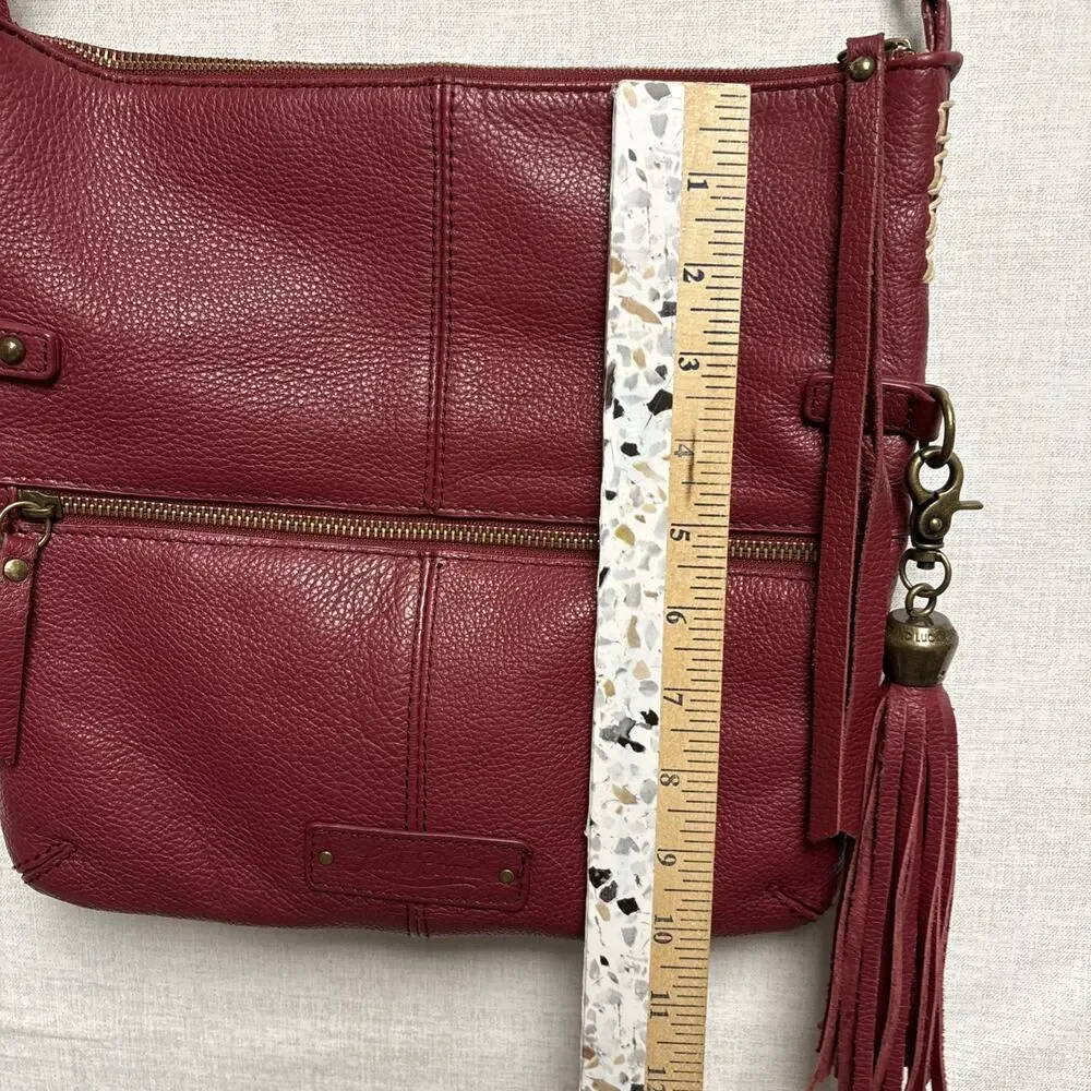 Lucky Brand Boho Leather Maroon Burgundy Crossbody Bag Purse